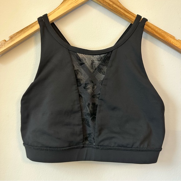 lululemon Energy Bra High Neck Flocked Mesh Black Size 6 - Picture 2 of 14